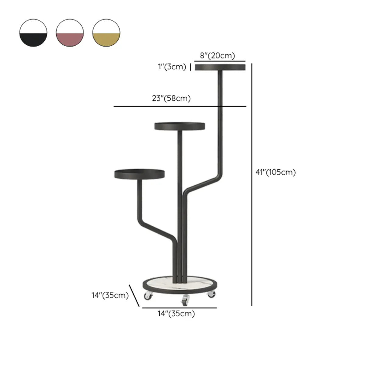 Artistic Tree Shape Tiered Tray Metal Plant Stand Gold Image - 25