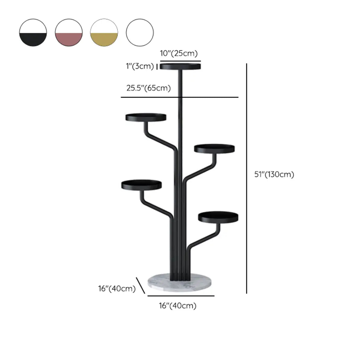 Artistic Tree Shape Tiered Tray Metal Plant Stand Gold Image - 26