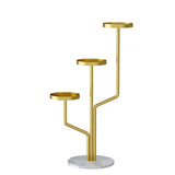 Artistic Tree Shape Tiered Tray Metal Plant Stand Gold Image - 3