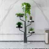 Artistic Tree Shape Tiered Tray Metal Plant Stand Gold Image - 8