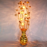 Artistic Urn-shaped and Floral Gold Metal Floor Lamp Image - 2