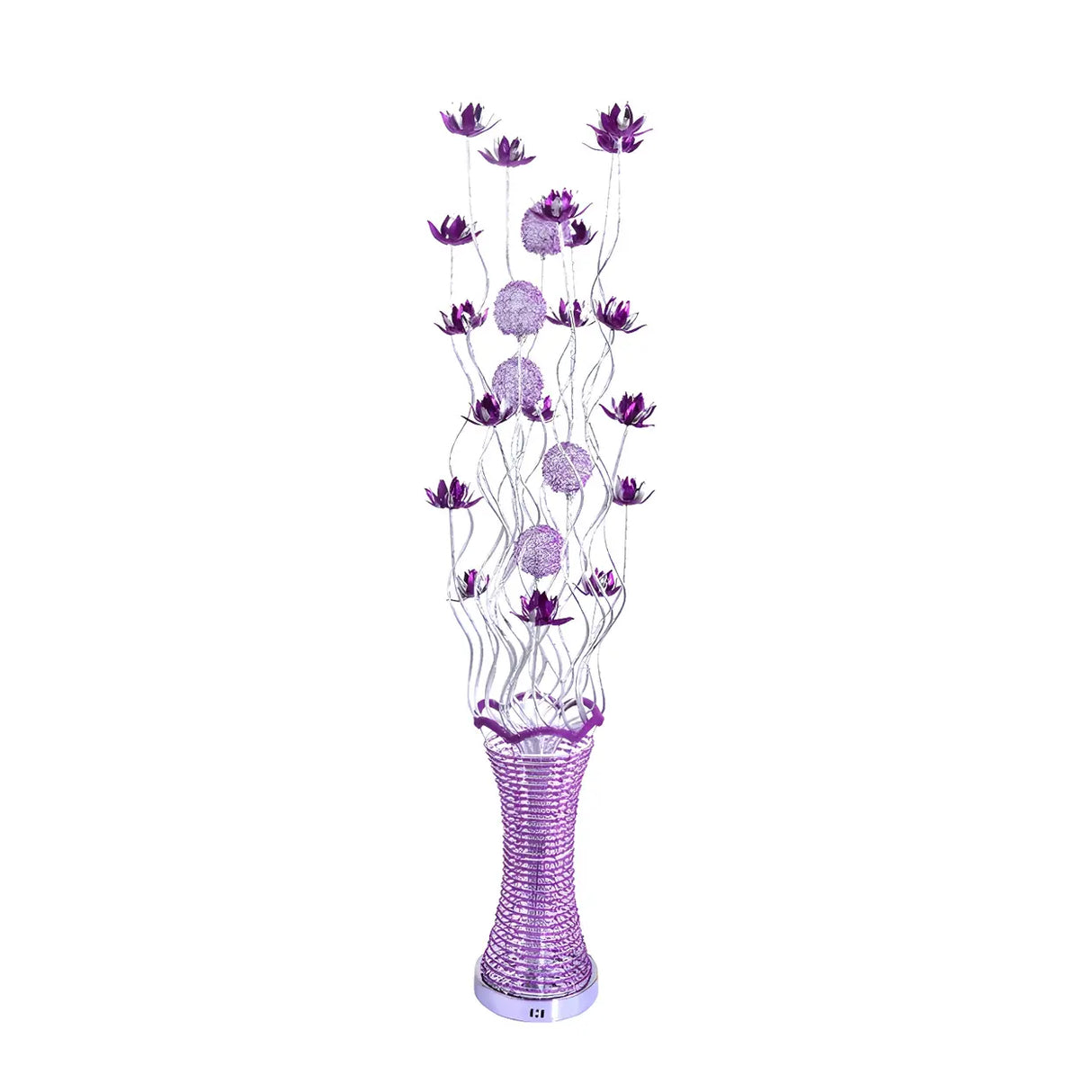 Artistic Vase LED Purple Floral Aluminum Floor Lamp Image - 3