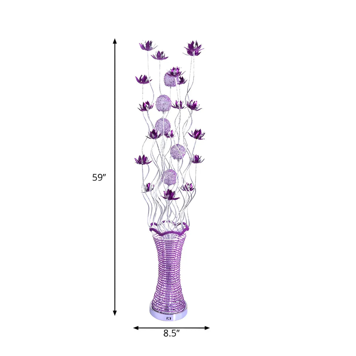 Artistic Vase LED Purple Floral Aluminum Floor Lamp 