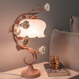 Artistic Vine White Floral Shade Bedside Table Lamp Image - 5