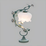 Artistic Vine White Floral Shade Bedside Table Lamp Image - 8