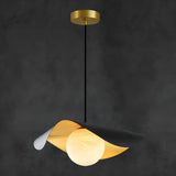 Artistic Wave Black Leaf  Dining Room Alabaster Pendant Light Image - 6