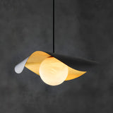 Artistic Wave Black Leaf  Dining Room Alabaster Pendant Light Image - 7