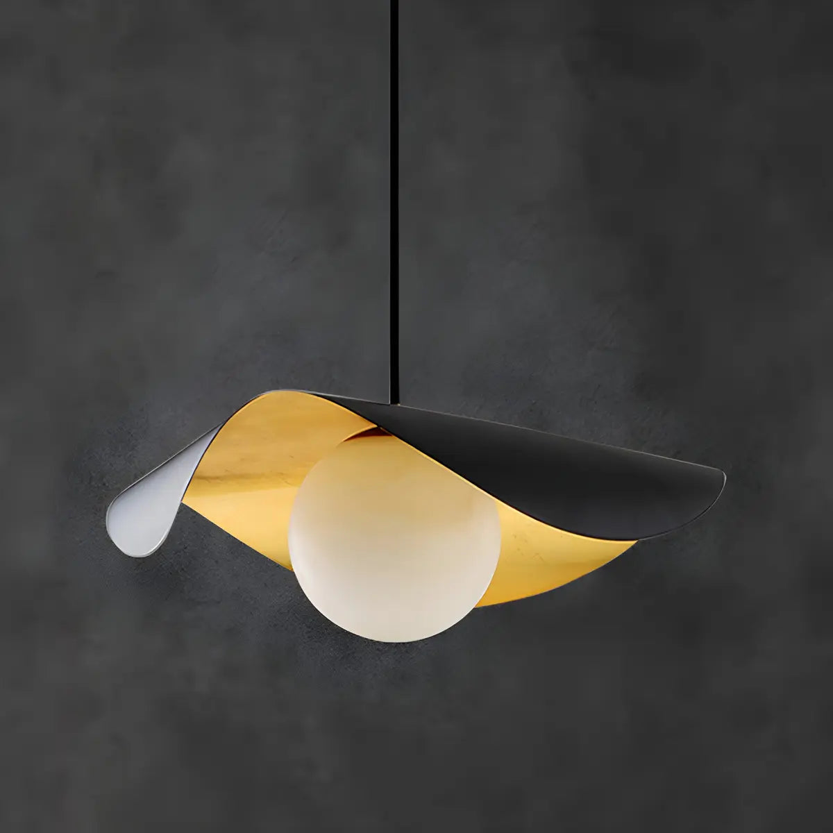 Artistic Wave Black Leaf  Dining Room Alabaster Pendant Light Image - 8