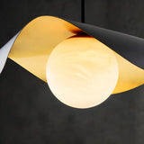 Artistic Wave Black Leaf  Dining Room Alabaster Pendant Light Image - 9