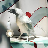 Artistic White Bird Shaped Resin Bedroom Table Lamp Image - 3