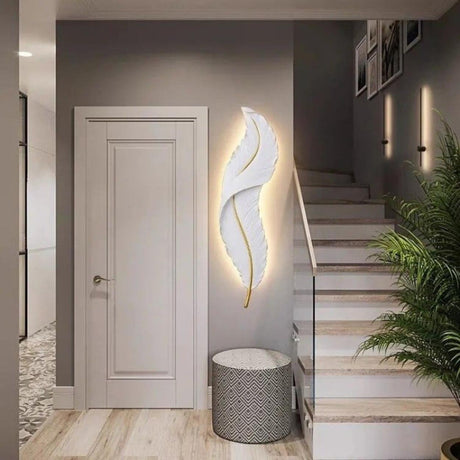 Artistic White Feather LED Wall Light Fixture Image - 1