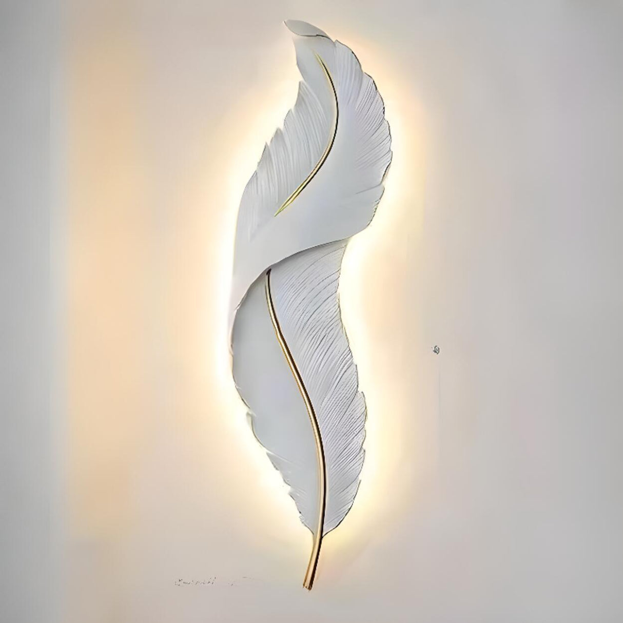 Artistic White Feather LED Wall Light Fixture Image - 6