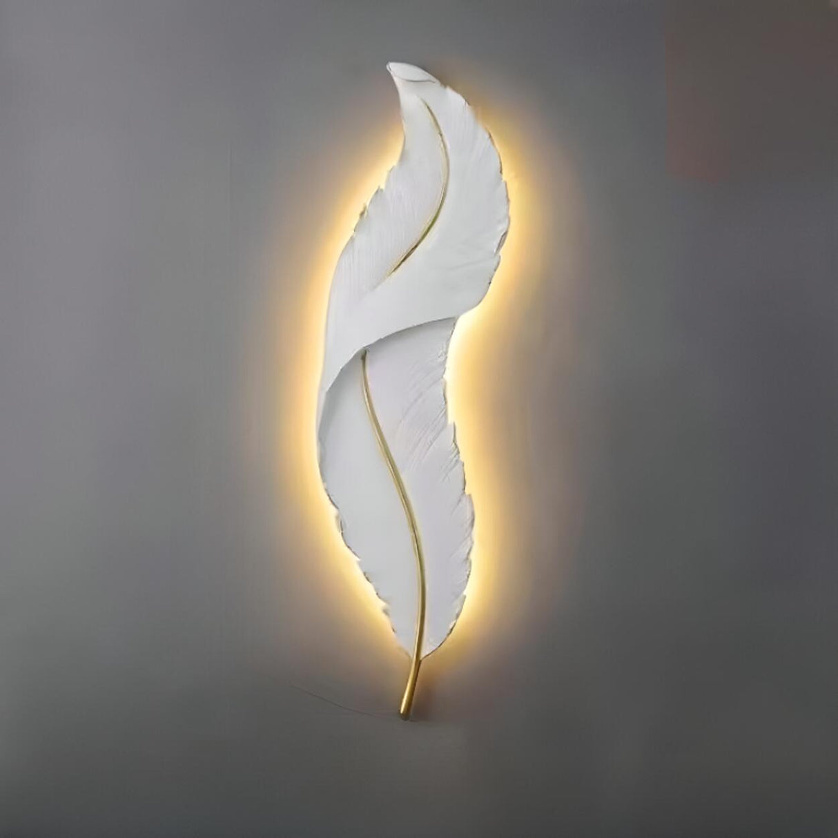 Artistic White Feather LED Wall Light Fixture Image - 7