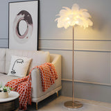 Artistic White Feather Modern Metal LED Floor Lamp Image - 1