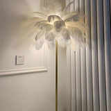 Artistic White Feather Modern Metal LED Floor Lamp Image - 12