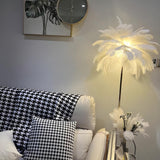 Artistic White Feather Modern Metal LED Floor Lamp Image - 13