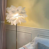 Artistic White Feather Modern Metal LED Floor Lamp Image - 14