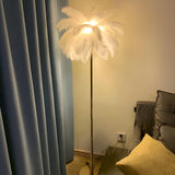 Artistic White Feather Modern Metal LED Floor Lamp Image - 15