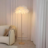 Artistic White Feather Modern Metal LED Floor Lamp Image - 17