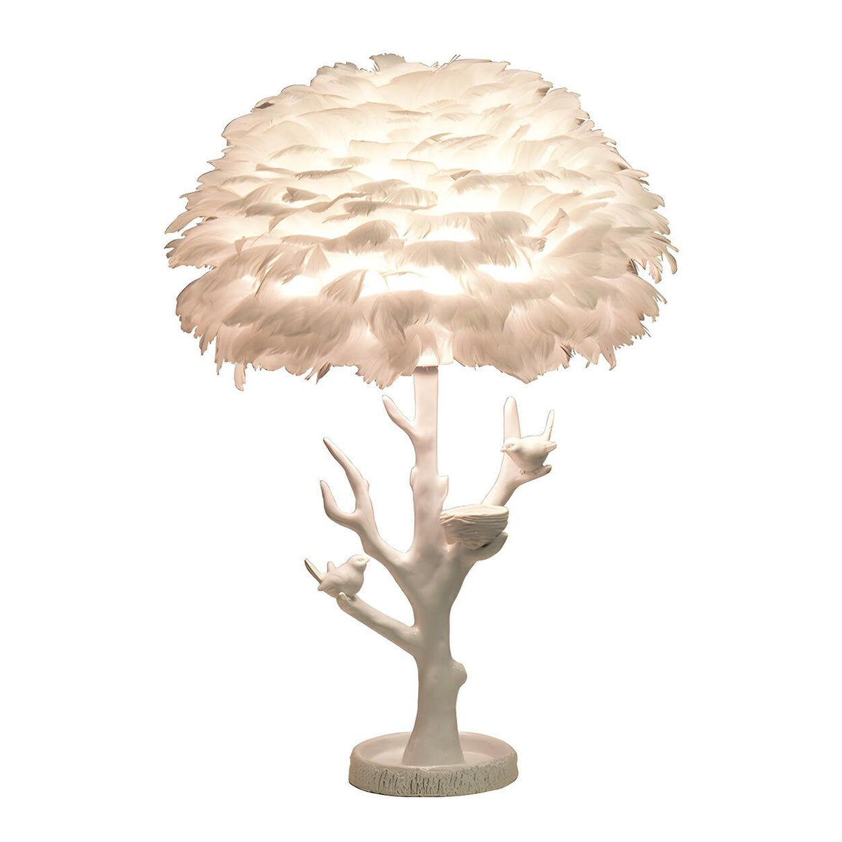 Artistic White Feather Shade Tree Branch Table Lamp Image - 6