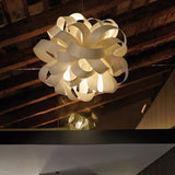 Artistic White Floral Fabric Living Room Pendant Light Image - 6