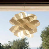 Artistic White Floral Fabric Living Room Pendant Light Image - 8