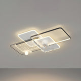 Artistic White Geometric Modern Ceiling Fan with Lights Image - 12