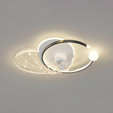 Artistic White Geometric Modern Ceiling Fan with Lights Image - 17