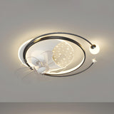 Artistic White Geometric Modern Ceiling Fan with Lights Image - 2