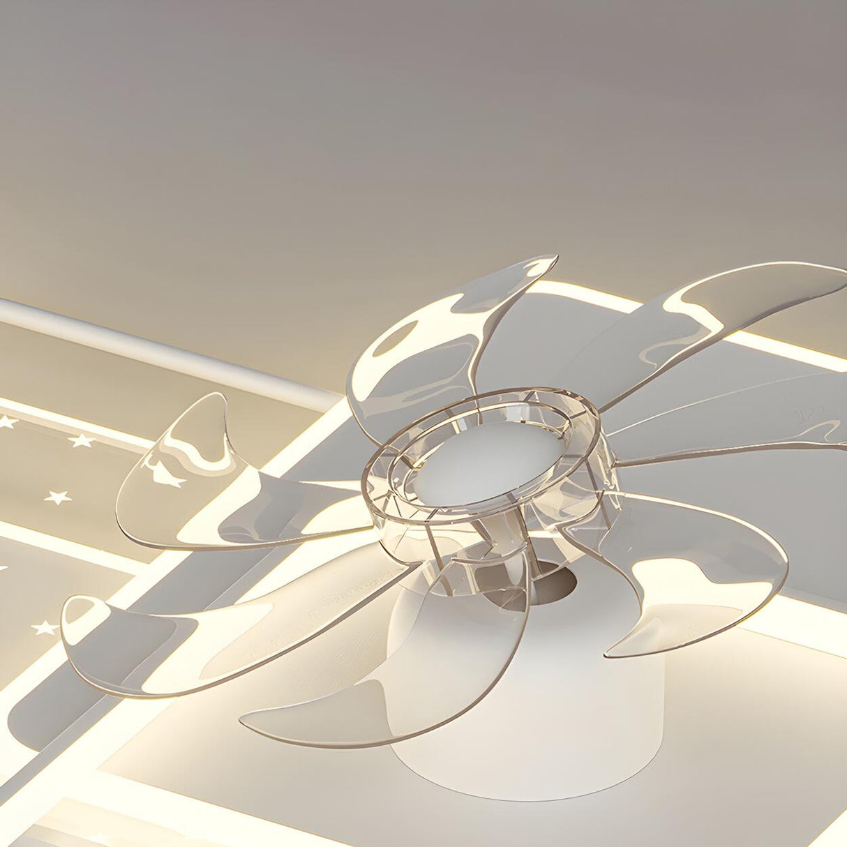 Artistic White Geometric Modern Ceiling Fan with Lights Image - 20