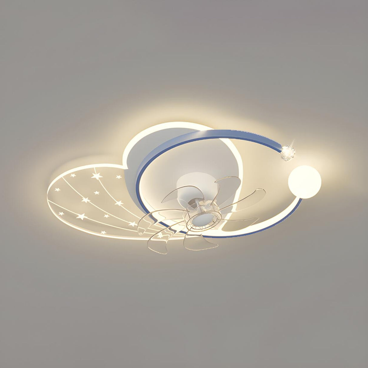 Artistic White Geometric Modern Ceiling Fan with Lights Image - 21