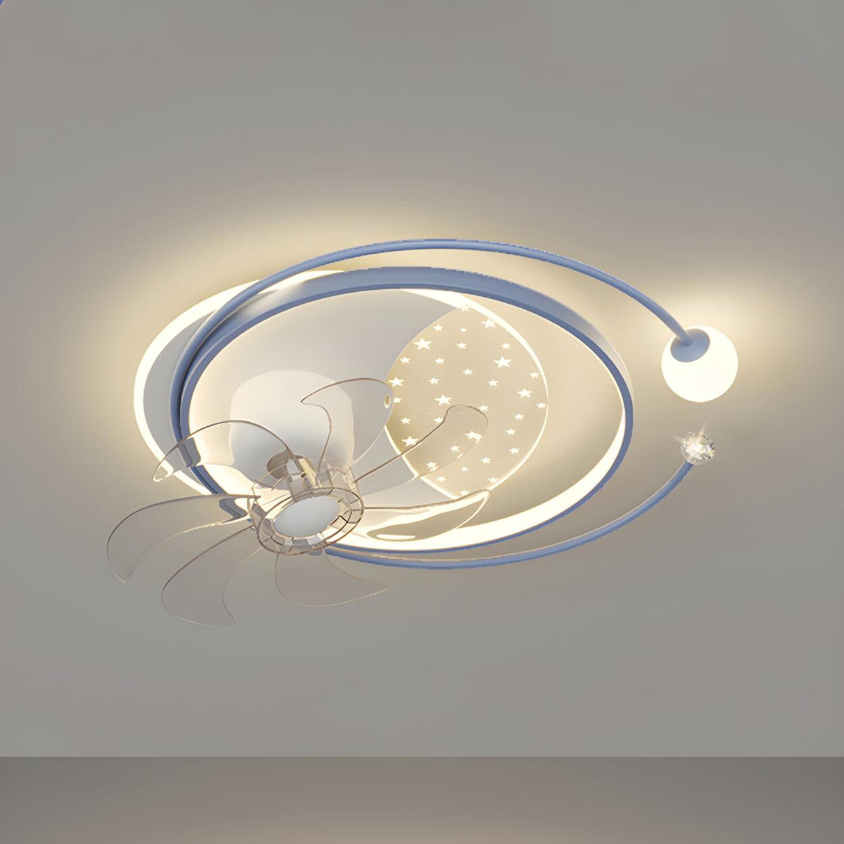 Artistic White Geometric Modern Ceiling Fan with Lights Image - 6