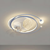 Artistic White Geometric Modern Ceiling Fan with Lights Image - 6