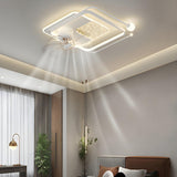 Artistic White Geometric Modern Ceiling Fan with Lights Image - 7