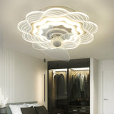 Artistic White Hollow Flower Ceiling Fan with Lights Image - 1