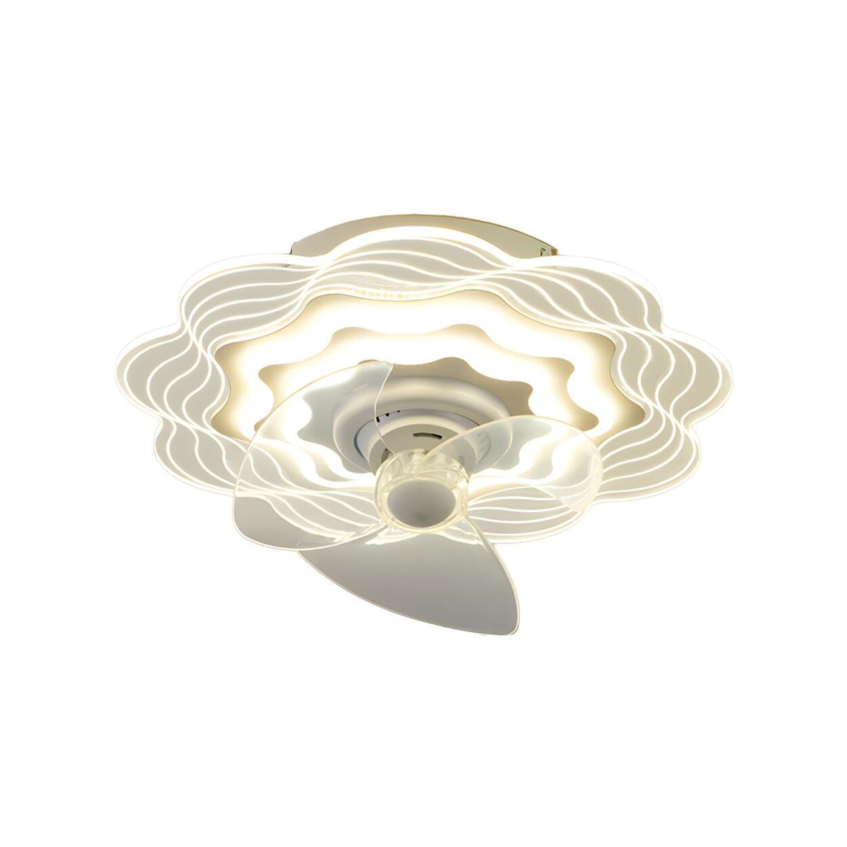 Artistic White Hollow Flower Ceiling Fan with Lights Image - 10