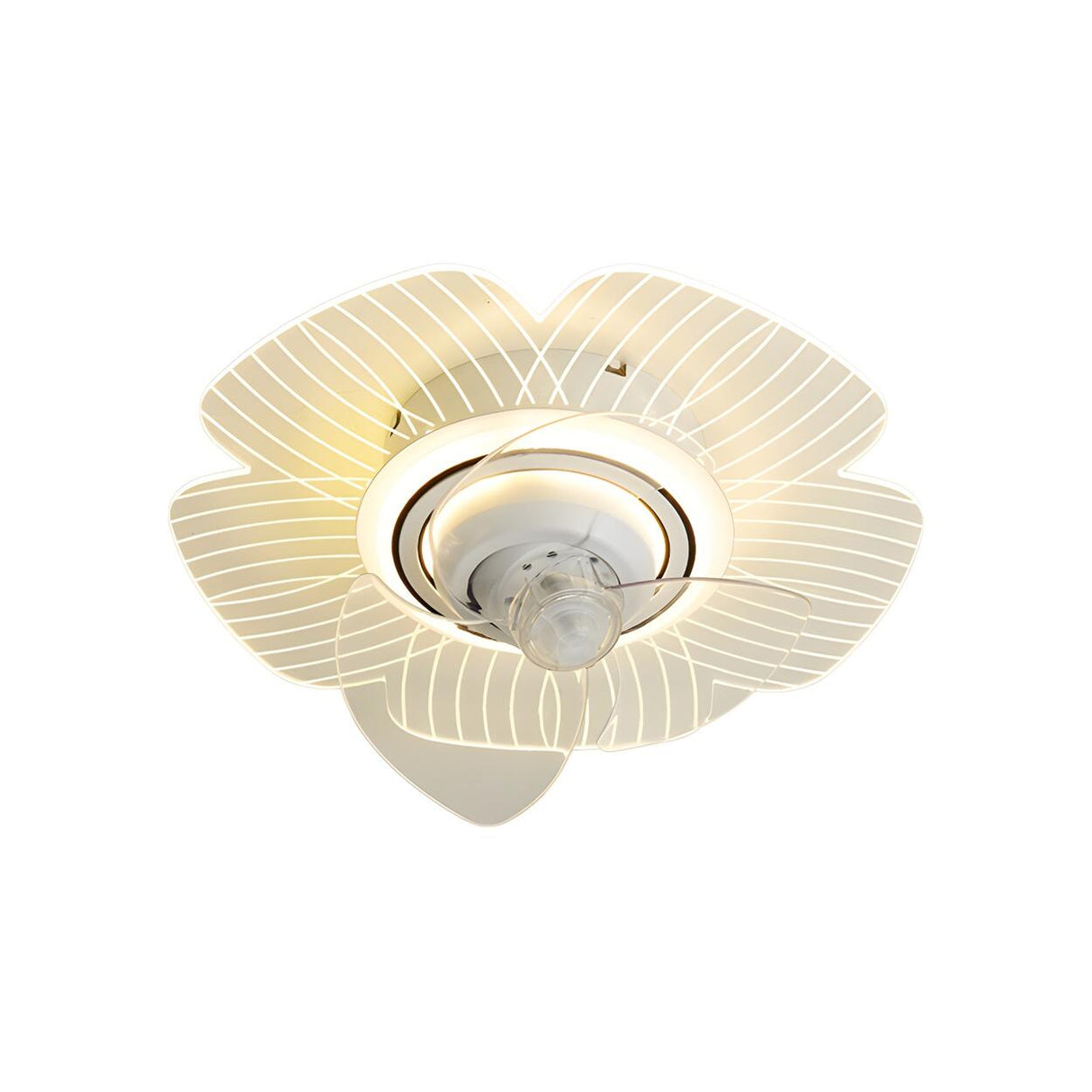 Artistic White Hollow Flower Ceiling Fan with Lights Image - 12