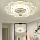 Artistic White Hollow Flower Ceiling Fan with Lights Image - 18