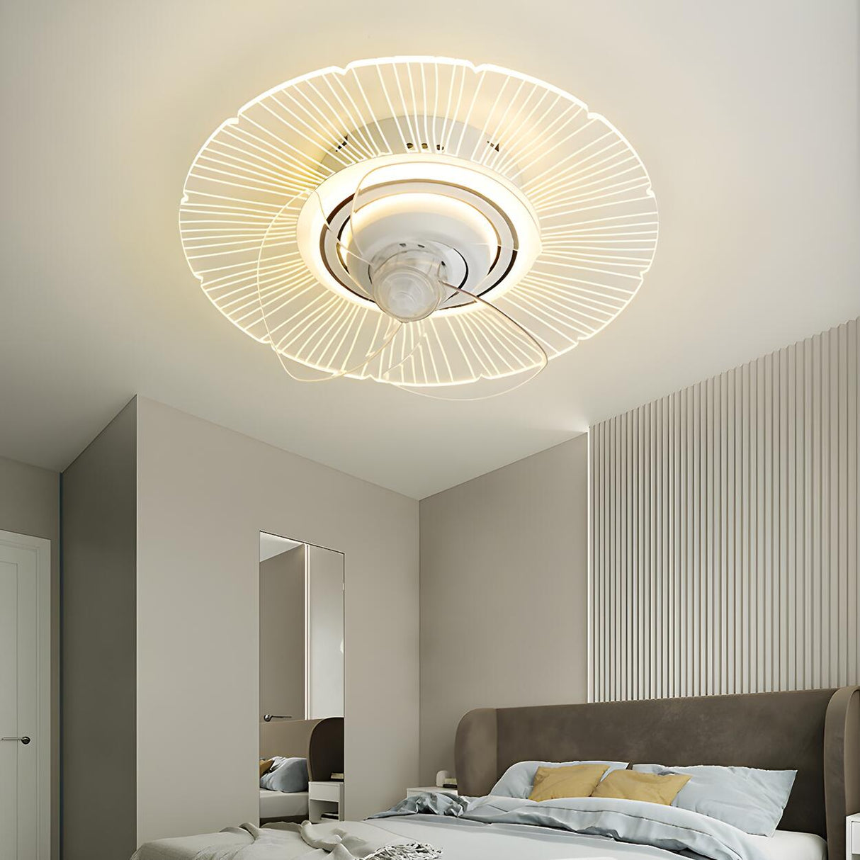 Artistic White Hollow Flower Ceiling Fan with Lights Image - 4