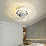 Artistic White Hollow Flower Ceiling Fan with Lights Image - 6