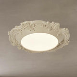 Artistic White Round Carve Flush Mount Ceiling Light Image - 15