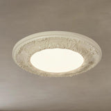 Artistic White Round Carve Flush Mount Ceiling Light Image - 17