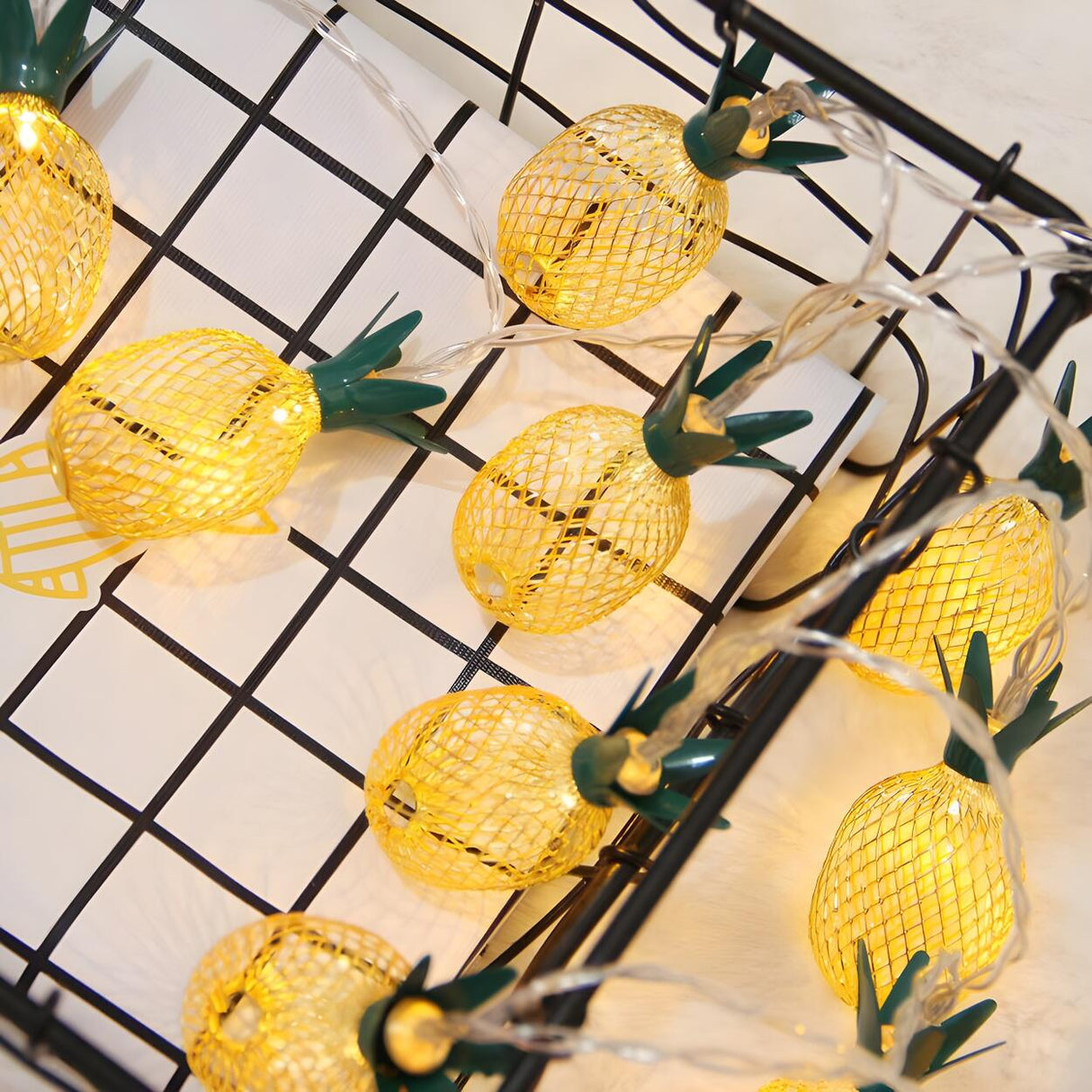 Artistic Yellow Pineapple Patio Decor String Lights Image - 2