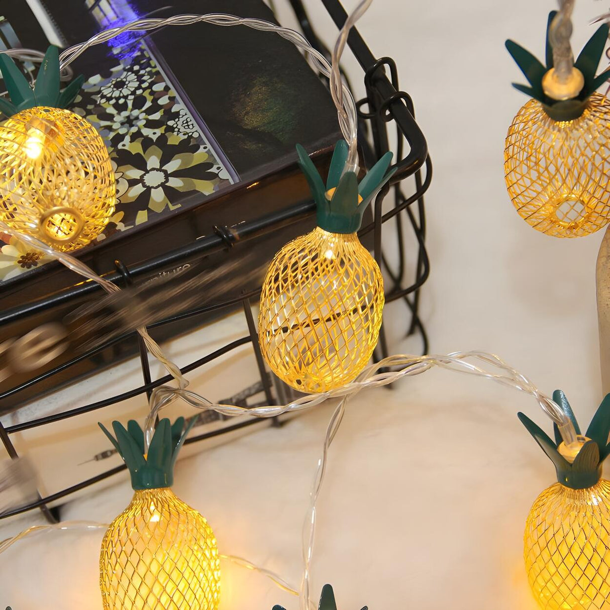 Artistic Yellow Pineapple Patio Decor String Lights Image - 4