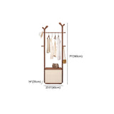 Ash Wooden Standing Hooks Coat Rack with Storage Drawers #size