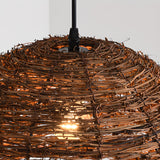 Asian Drum Rattan Pendant Light Adjustable Height Image - 18