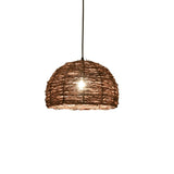 Asian Drum Rattan Pendant Light Adjustable Height Image - 2