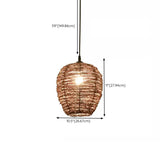 Asian Drum Rattan Pendant Light Adjustable Height Image - 22