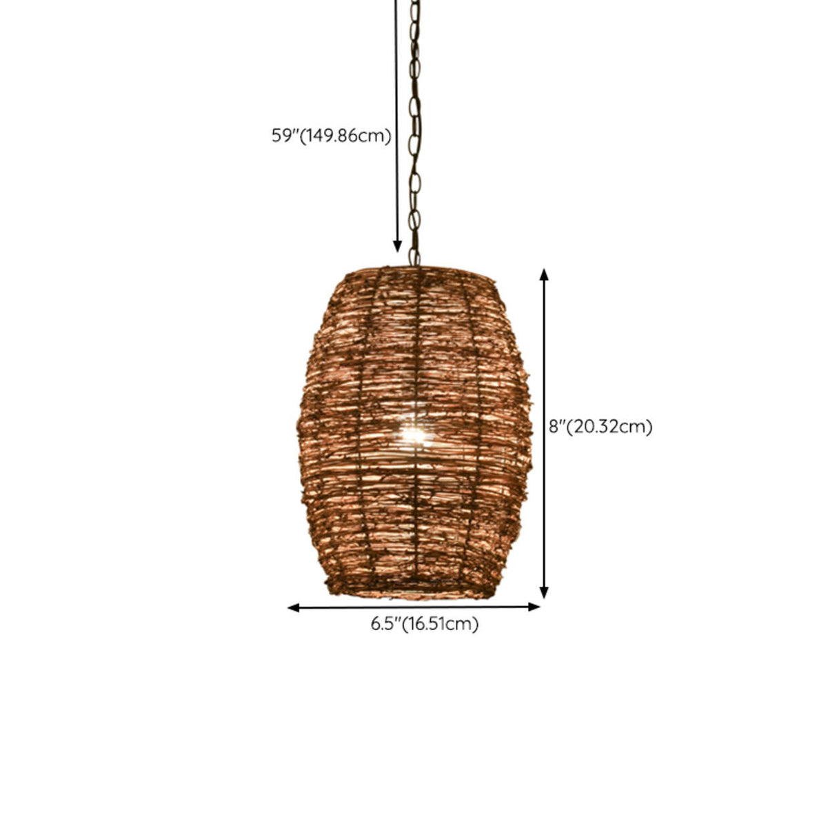 Asian Drum Rattan Pendant Light Adjustable Height Image - 23