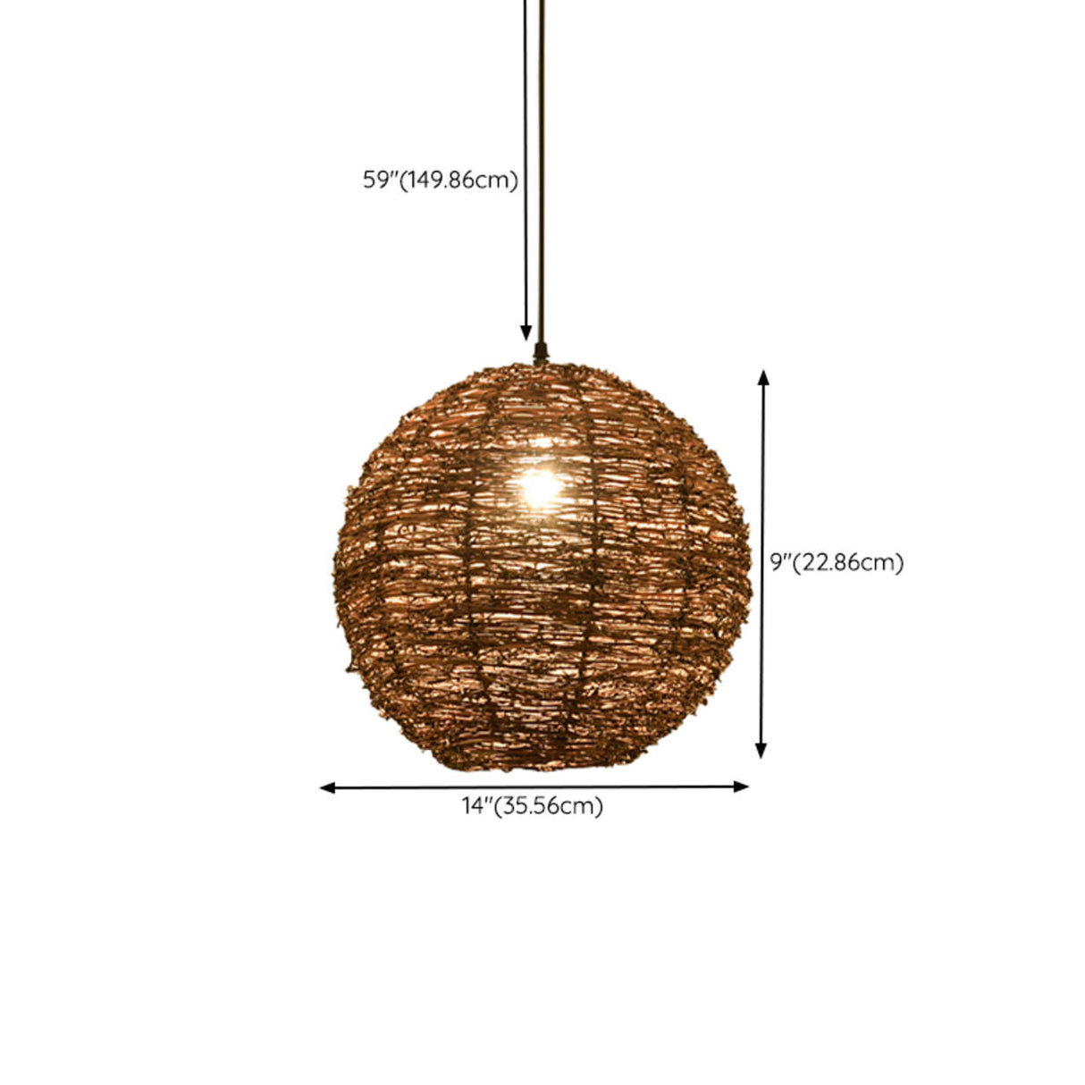 Asian Drum Rattan Pendant Light Adjustable Height Image - 24